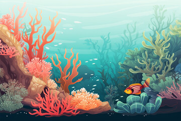 Fototapeta na wymiar vector illustration of a view of coral and plants under the sea