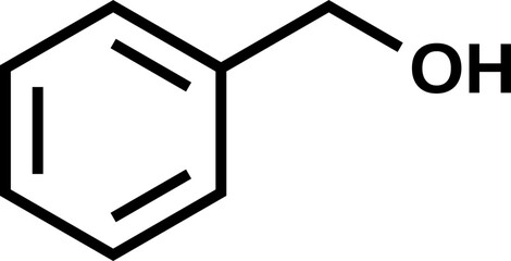 Benzyl alcohol C7H8O structural formula, vector illustration