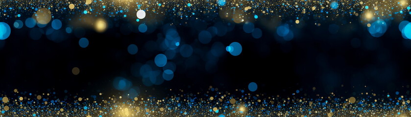 Obraz na płótnie Canvas background of abstract glitter lights. blue, gold and black. de focused. Texture for background and banner