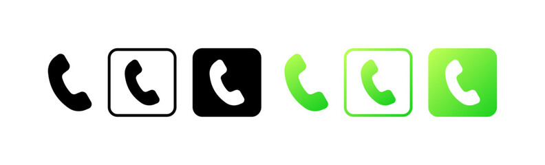 Mobile phone icons. Different styles, color, mobile phone, call icons. Vector icons