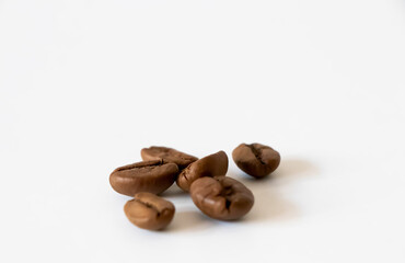 coffee beans isolated on white background. selective focus.