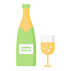 Champagne Bottle Flat Icon