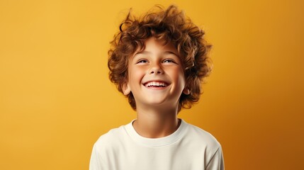 Close up portrait of funny kid boy with red hair and freckles. Boy looking in camera with relaxed and calm face expression - obrazy, fototapety, plakaty