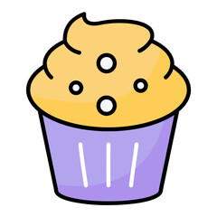 Cupcake Colored Outline Icon