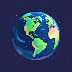 Fototapeta na wymiar Beautiful Animated Planet Earth Background with Empty Copy Space for Text - Planet Earth Flat Vector Graphics Illustration Backdrop - Colorful Earth Wallpaper created with Generative AI Technology