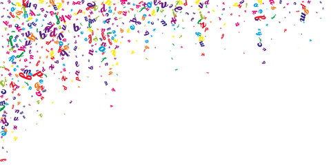 Scattered letters of latin alphabet. Colorful