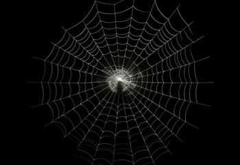 Spider webs on a black background with spiders on them, in the style of wavy lines and organic shapes.