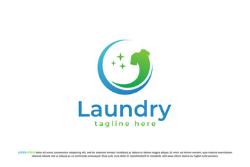 logo circle laundry clothes swoosh sparkle bubble