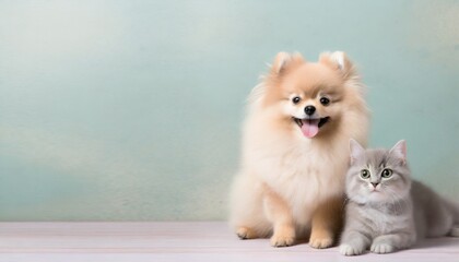 Fototapeta premium Dogs and cats who are close friends