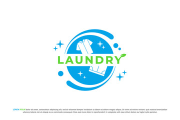 Obraz premium logo circle laundry clothes swoosh sparkle bubble