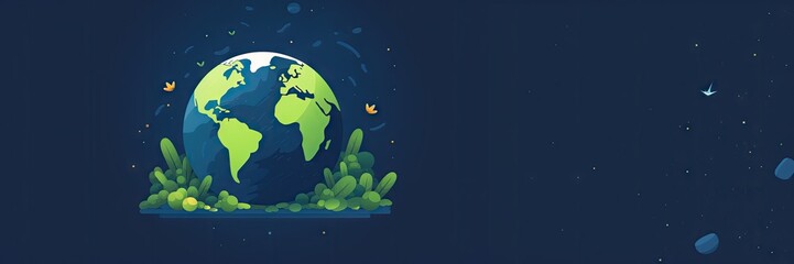 Beautiful Animated Planet Earth Background with Empty Copy Space for Text - Planet Earth Flat Vector Graphics Illustration Backdrop - Colorful Earth Wallpaper created with Generative AI Technology