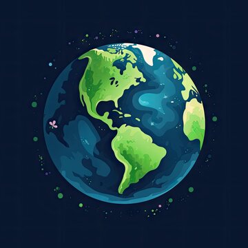 Beautiful Animated Planet Earth Background with Empty Copy Space for Text - Planet Earth Flat Vector Graphics Illustration Backdrop - Colorful Earth Wallpaper created with Generative AI Technology