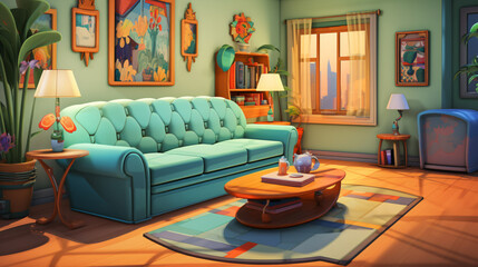 Cartoon marinas living room