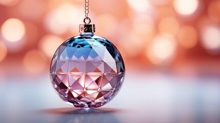 christmas trendy pink shining ornament, christmas bokeh background 
