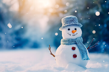A snowman in winter.
