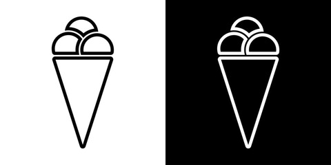 Ice cream line sign. Waffle cup ice cream illustration. Vector icon frozen dessert.