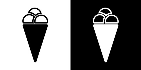 Ice cream line sign. Waffle cup ice cream illustration. Vector icon frozen dessert.