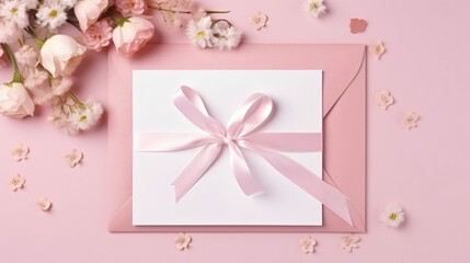 Envelope with flower and ribbon