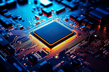 Computer Processors CPU concept. Motherboard digital chip.