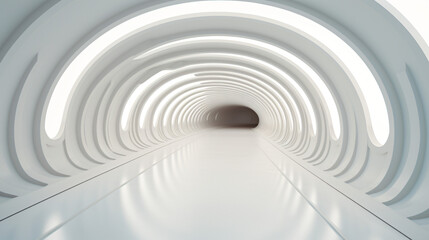 Fototapeta na wymiar Futuristic tunnel white plastic
