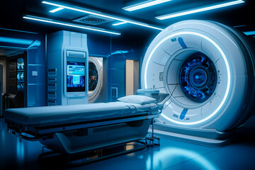 Ct scan machine room. Generative AI. - obrazy, fototapety, plakaty