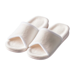Pair of white slippers. Isolated on transparent background. 