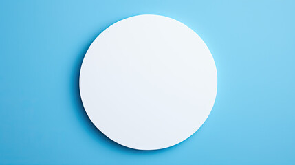 blank  white round sign  on blue background, mockup 
