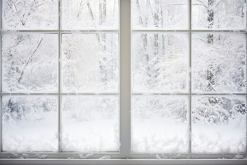 Window, window view, snow covered trees