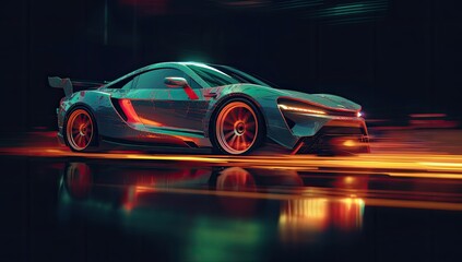 Naklejka premium racing car on a fast track