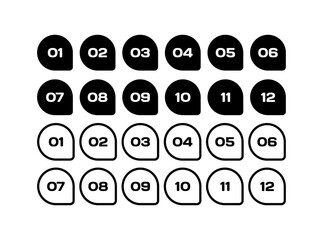 Bubbles icons with numbers. Silhouette, black, message bubbles, bubble icons with numbers. Vector icons