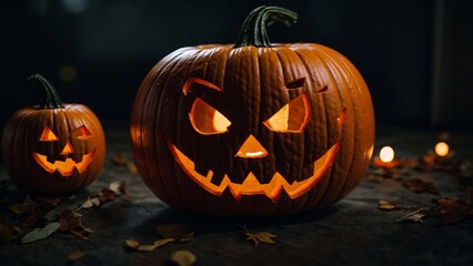 Halloween Pumpkin Jack-O-Lantern Carving Scary Night Scene
