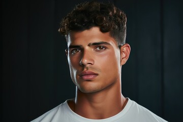 Obraz premium Young man with flawless and radiant skin standing in a studio