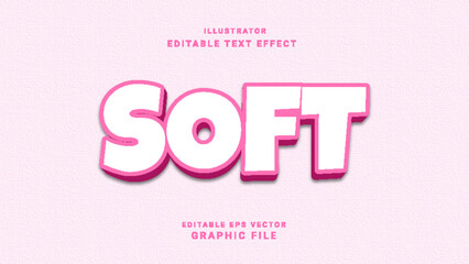 Soft 3d editable vector text style effect - Vector text effect with luxury concept - Emboss 3d simple pink modern future editable text effect