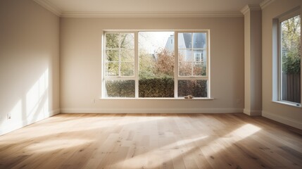 Minimalist urban apartment with sunlight.