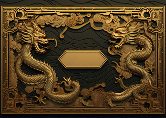 Wooden Chinese Dragon Chinese New Year Card
