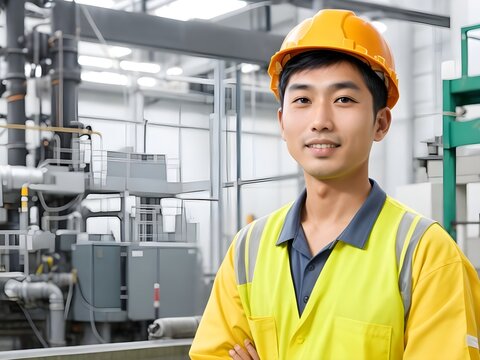 Asian worker in warehouse