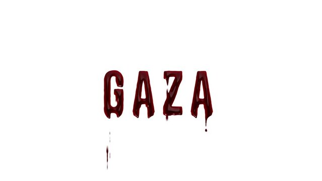 Bloody GAZA inscription with alpha channel, war in GAZA Palestine