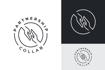 Simple Creative Line Monoline Hand Collaborate Trust Partnership Together Teamwork People Unity Logo Design Branding Template