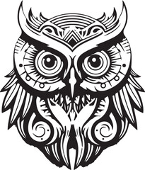 Vector ornamental ancient owl illustration. Abstract historical mythology bird head logo. Good for print or tattoo