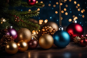 A card with a Christmas ornament collection.