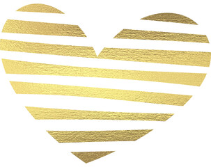 goldenes Herz gestreift mit transparentem Hintergrund 