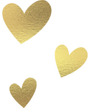 goldene Herzen mit transparentem Hintergrund mit transparentem Hintergrund 