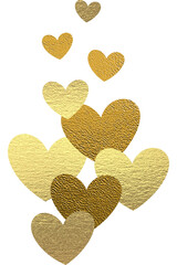 goldene Herzen mit transparentem Hintergrund 