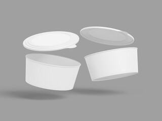 Blank Paper Bowl Packaging 3D Mockup Floating