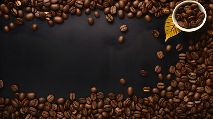 Roasted Coffee Beans with Copy Space on Neutral Background