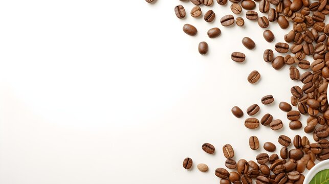 Roasted Coffee Beans with Copy Space on Neutral Background