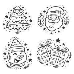 Hand drawn christmas ornament set of

