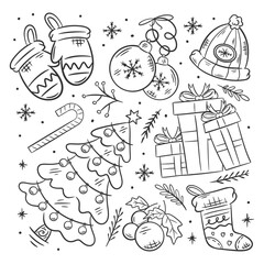 Christmas decoration element hand drawn coloring
