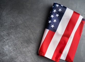 USA memorial day, veteran's day, or 4th of july, flag on a table