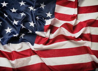 USA memorial day, veteran's day, or 4th of july, flag on a table